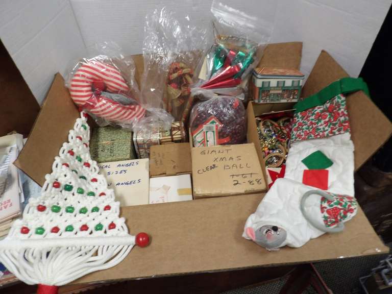 BOX LOT OF CHRISTMAS DECORATIONS image