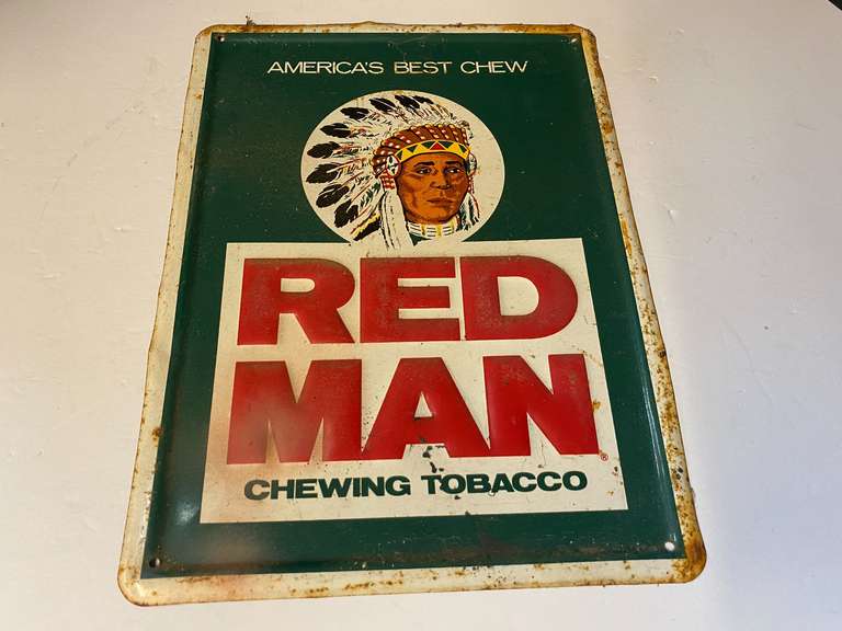 Vintage Red Man chewing tobacco sign, see pictures for details. image