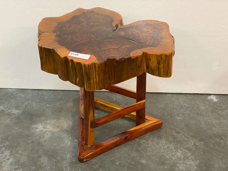 Custom side table, fashioned from a tree slab, see pictures for details. image