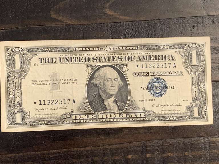 1957A $1 BLUE SEAL SILVER CERTIFICATE STAR NOTE - SERIAL NO *11322317A image