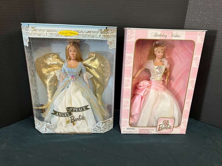 Angel of Peace Barbie, and Birthday Wishes Barbie, both come in original boxes, see pictures for details. image