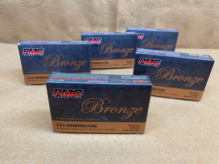 5 BOXES PMC BRONZE 223 FMJ - 100 RDS TOTAL image