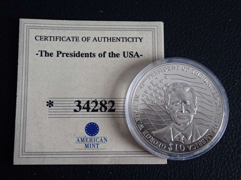 AMERICAN MINT, GEORGE W. BUSH, $10 COIN - REPUBLIC OF LIBERIA image