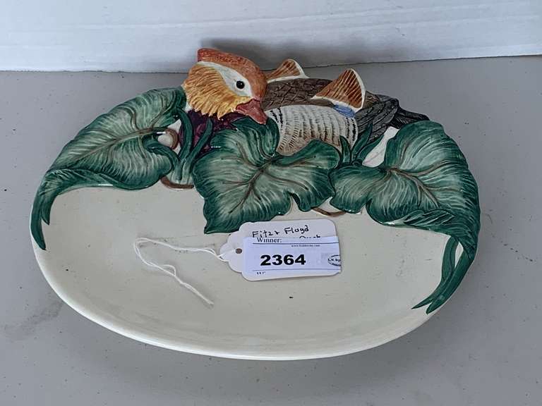 VINTAGE FITZ & FLOYD MANDARIN DUCK PLATTER 10 1/2" X 9 1/2" image