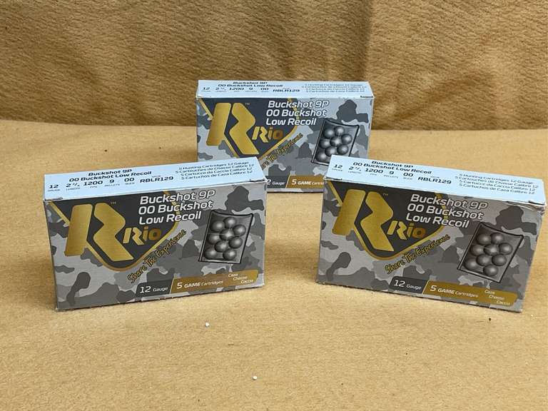3 BOXES RIO LOW RECOIL 12 GA "00" BUCKSHOT - 2 3/4" - 15 RDS TOTAL image