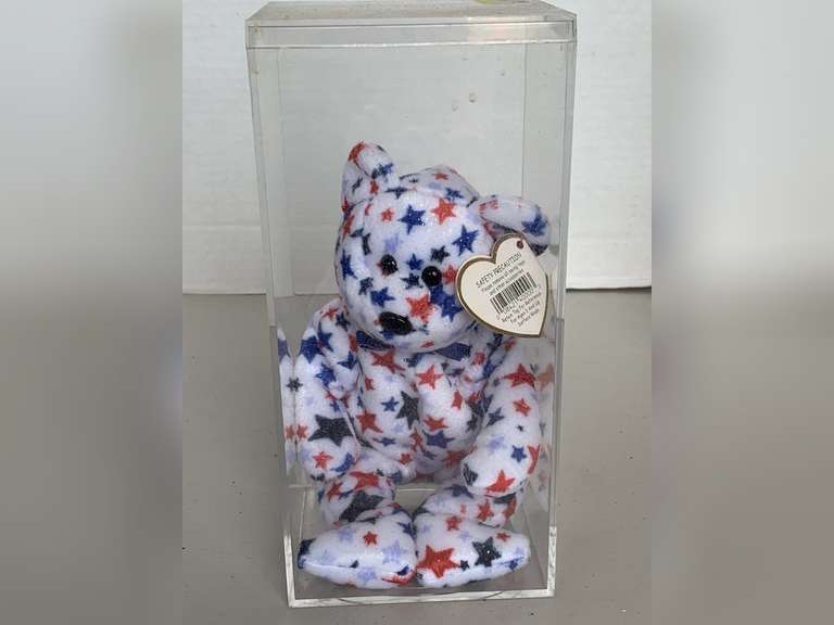 2002 TY BEANIE BABY "RED, WHITE, BLUE" W/ TAG ERROR IN DISPLAY BOX image