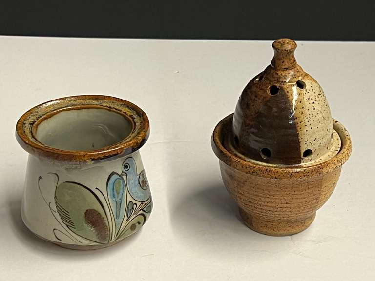 Vintage Mexican Tonala pottery, also includes an artisan pottery garlic keeper, see pictures for details. image