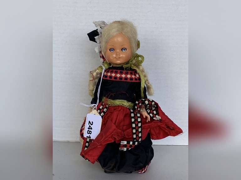 VINTAGE HANDMADE DANISH DOLL 9" TALL image