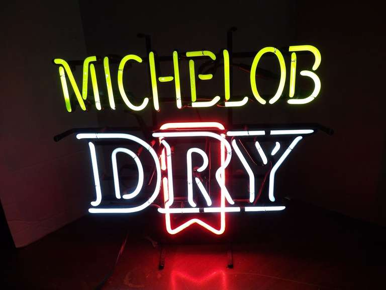 MICHELOB DRY, NEON SIGN COGNAC SALIGNAC CHALKBOARD ADVERTISEMENT image