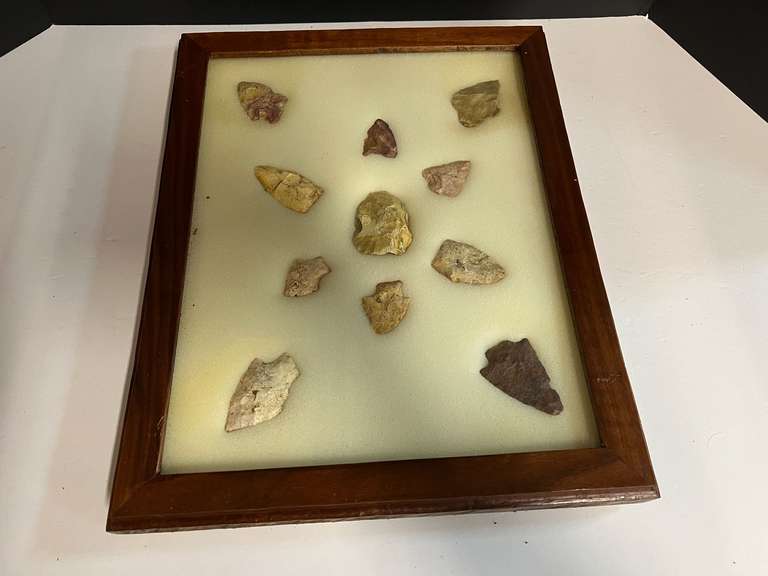 Framed Native American artifacts/arrowheads, see pictures for details. image