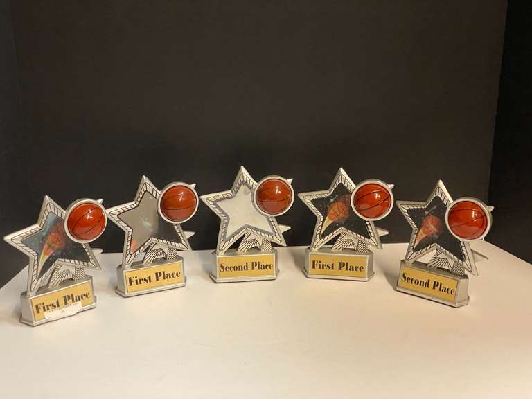 Small first place and second place trophies for basketball, see pictures for details. image