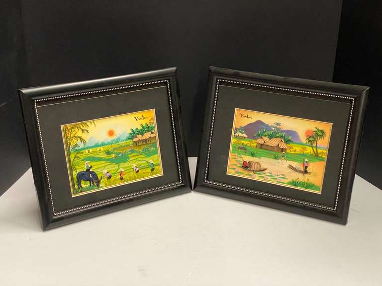 Quilling art, depicts life in Vietnam, set of two, see pictures for details. image