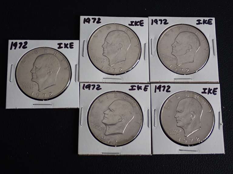 (5) 1972 IKE DOLLAR COINS image