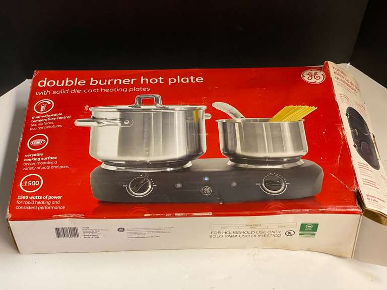 GE double burner hot plate, comes in original box, see pictures for details. image