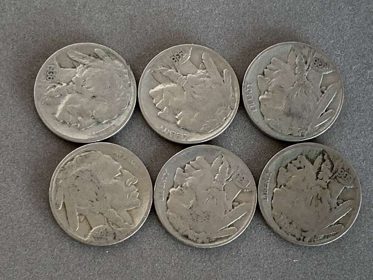 SIX 1936 BUFFALO NICKELS - CHECKOUT image