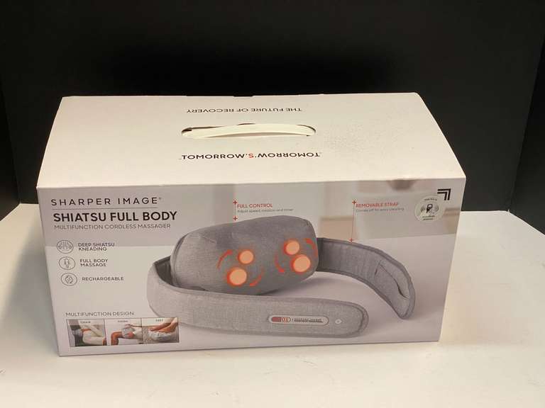 Sharper Image shiatsu full body multifunction cordless massager, still new in the box, see pictures for details. image