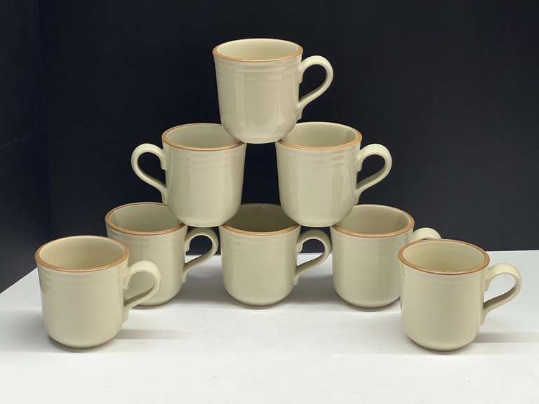 Noritake stoneware mugs, Madeira ivory, set of eight, see pictures for details. image