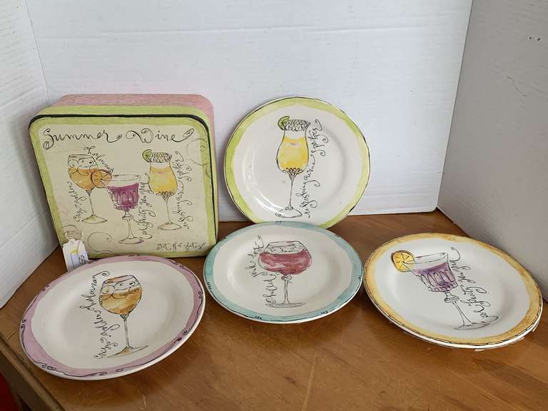 SET OF 4 ROSANNA "SUMMER WINE" DESSERT PLATES IN ORIGINAL BOX image
