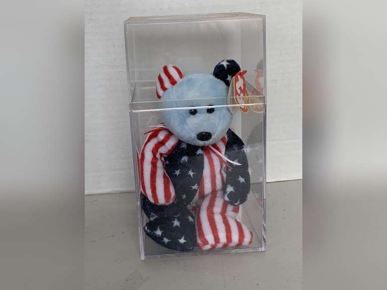 1999 BLUE FACE TY BEANIE BABY "SPANGLE" IN DISPLAY BOX image