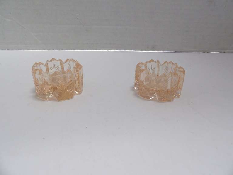 TWO VINTAGE MASS GLASS, PINK CIDER, CLASSIC STAR AND PANEL PAT PATTERN, UV REACTIVE, SALT, SELLERS image