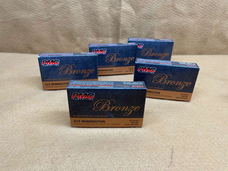 5 BOXES PMC BRONZE 223 FMJ - 100 RDS TOTAL image