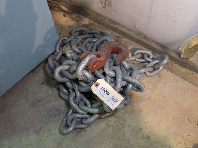APPROXIMATELY 20 FT OF 5/8" CHAIN WITH PAIR OF USA FORGED HOOKS image