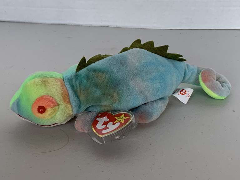 1997 TY BEANIE BABY "IGGY GREEN RAINBOW" image