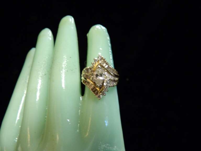 14 KARAT GOLD RING WITH DIAMONDS SIZE 4.25 WEIGHING APPROXIMATELY 7.4 G image