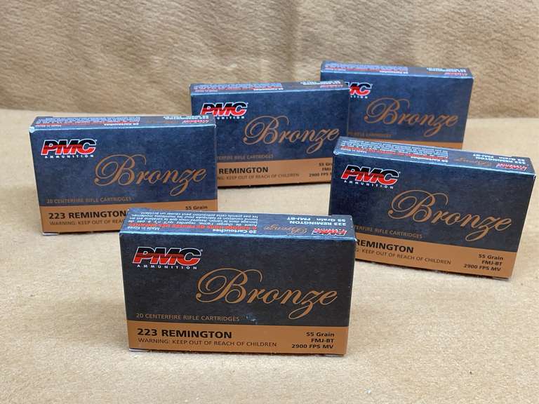 5 BOXES PMC BRONZE 223 FMJ - 100 RDS TOTAL image