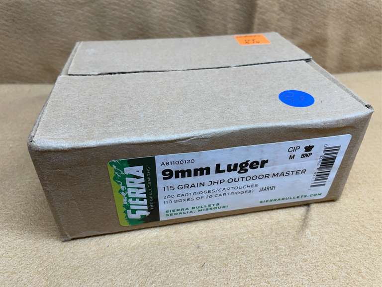 10 BOXES SIERRA OUTDOOR MASTER 9MM JHP - 200 RDS TOTAL image