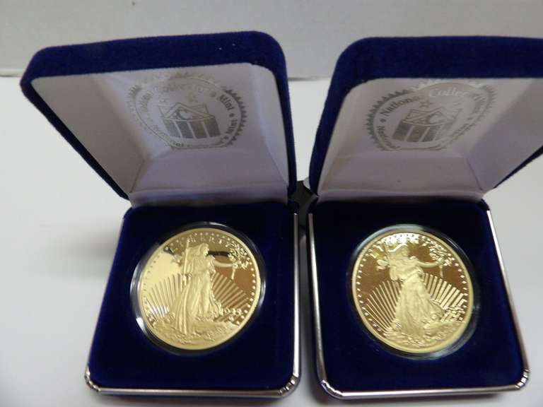 LOT OF TWO NATIONAL COLLECTORS MINT LIBERTY $20 COINS REPLICAS image