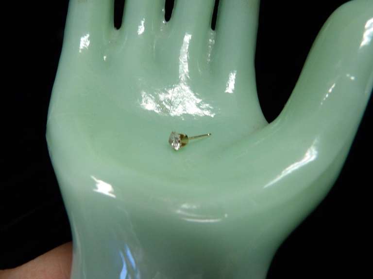 14KT GOLD STUD EARRING WITH CLEAR STONE WEIGHING APPROXIMATELY .3 GRAMS image