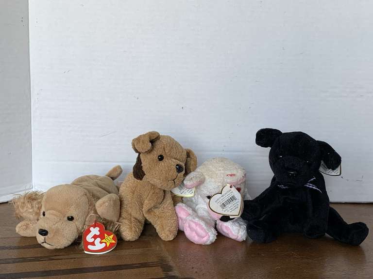 4 TY BEANIE BABIES (1998 LUKE W/ TAG ERROR, 2001 CUPID, 1996 TUFFY, 1997 SPUNKY) image