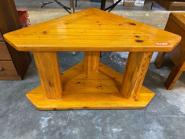Custom wooden corner table, see pictures for details. image