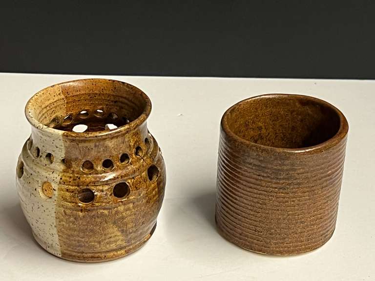 Artisan pottery, two pieces, see pictures for details. image