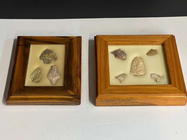 Framed Native American artifacts/arrowheads, two pieces, see pictures for details. image