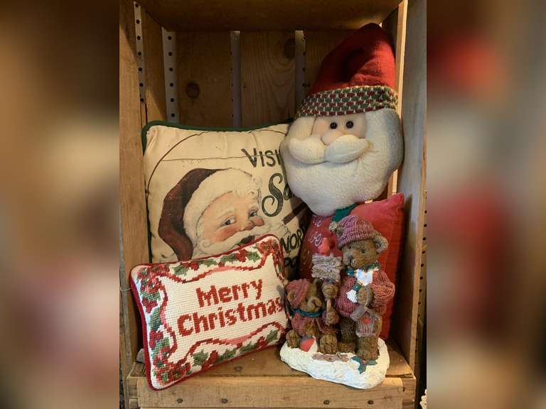 LOT OF CHRISTMAS THROW PILLOWS & MORE image