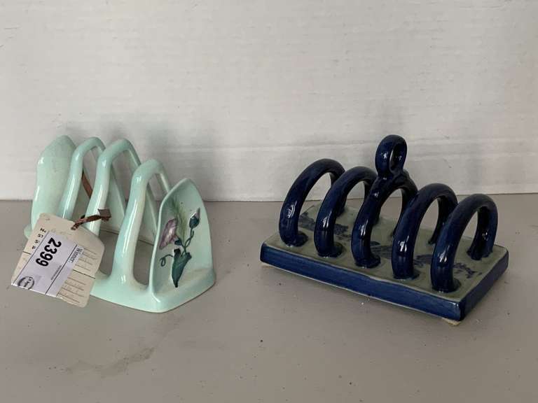 VINTAGE IRONSTONE TOAST HOLDER & VINTAGE CHINA TOAST HOLDER image
