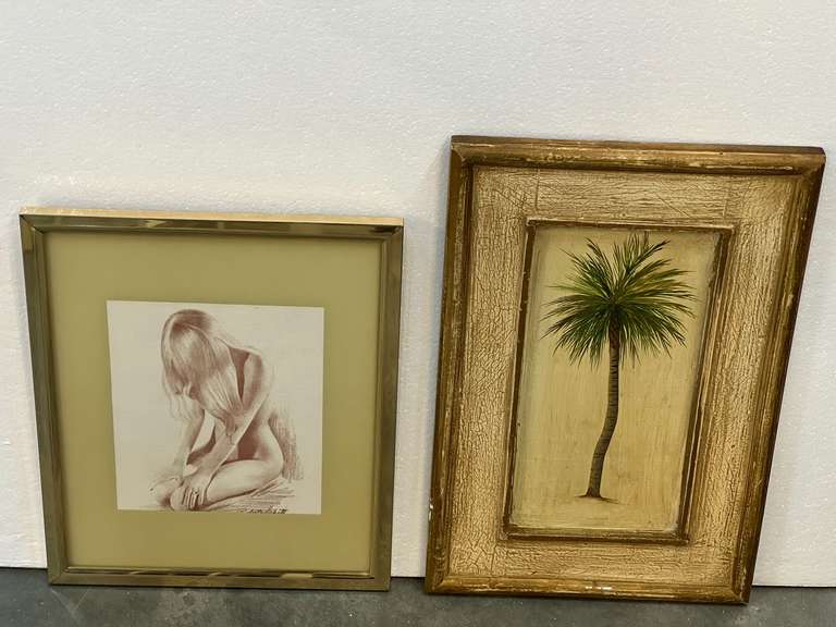 Framed artwork, two pieces, see pictures for details. image