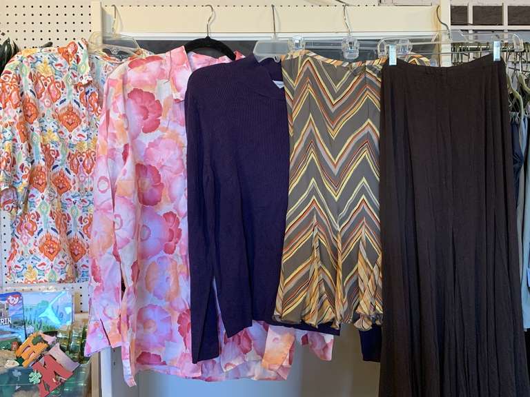 LADIES CLOTHING LOT - 3 TOPS, 2 SKIRTS - ALL SIZE LARGE image