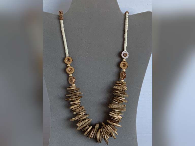 BOHO LONG WOOD/STONE NECKLACE 36" LONG - CHECKOUT image
