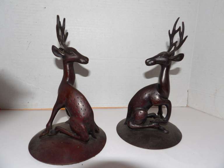PAIR OF METAL ANTELOPE STATUES image