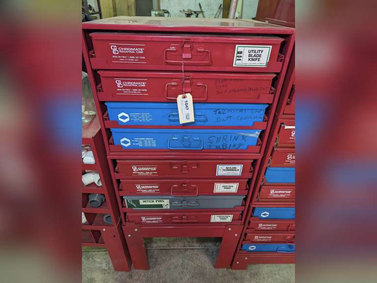 RETAIL HARDWARE PULL OUT SHELF/BOX CABINET AND ALL HARDWARE INSIDE image