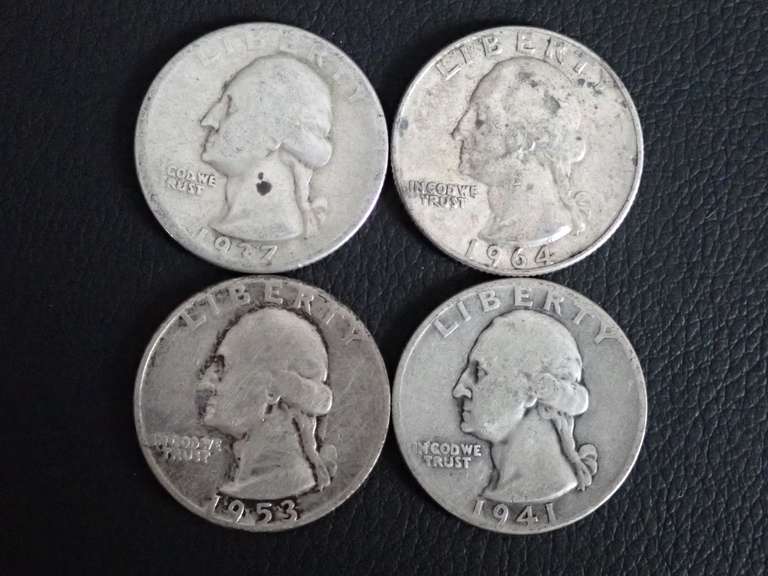 (4) WASHINGTON QUARTERS - 90% SILVER image