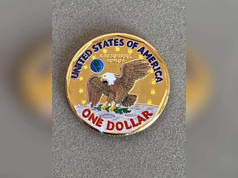 PROOF 1999 COLORIZED SUSAN B ANTHONY DOLLAR COIN - CHECKOUT image