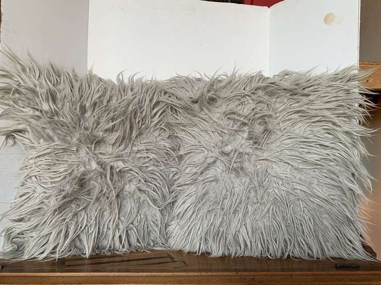 TWO 18X18 GREY SHAG PILLOWS image