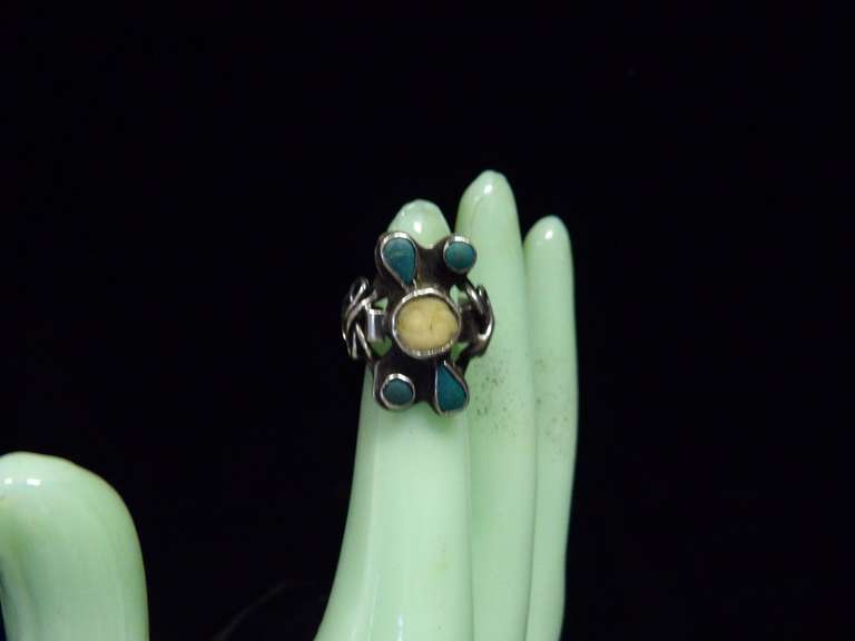 STERLING SILVER RING SIZE 4.5 WITH DIFFERENT GEMSTONES image