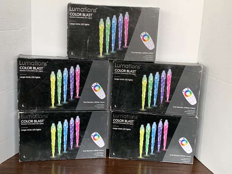 5 NEW BOXES LUMATIONS COLOR BLAST LARGE ICICLE LED LIGHTS W/ REMOTE image