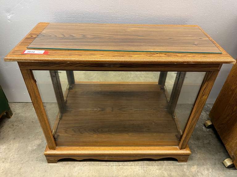 Glass front lighted curio with glass shelf, see pictures for details. image