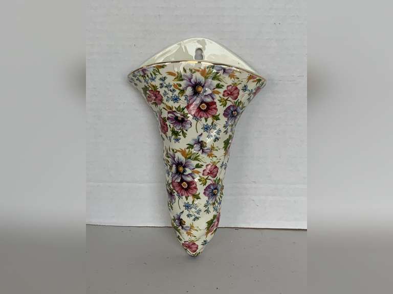 CERAMIC FLORAL WALL POCKET 8" LONG image